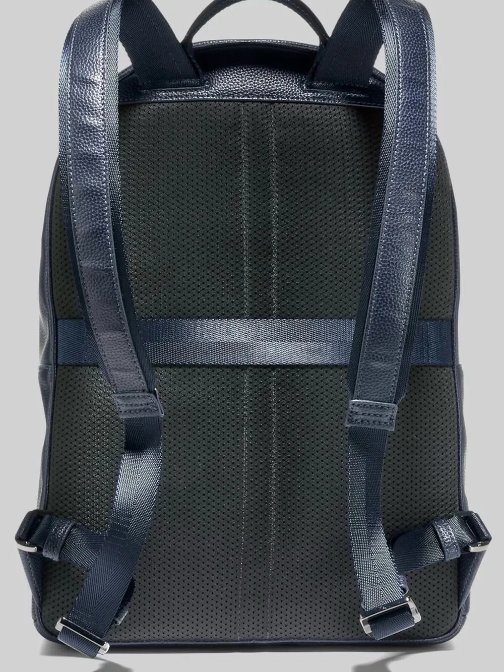 Cole Haan Navy Blue Pebble-Grain Leather Backpack